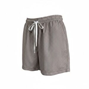 Keren Hart Gingham Cotton Lounge Shorts Brown Check Elastic‎ Waist Women Lg New